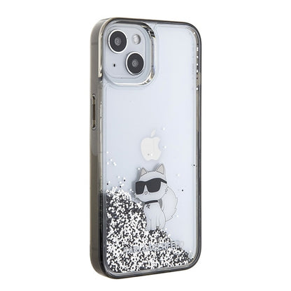 Futrola za Apple iPhone 15 / 14 / 13, Karl Lagerfeld, Liquid Glitter Choupette, Transparentna