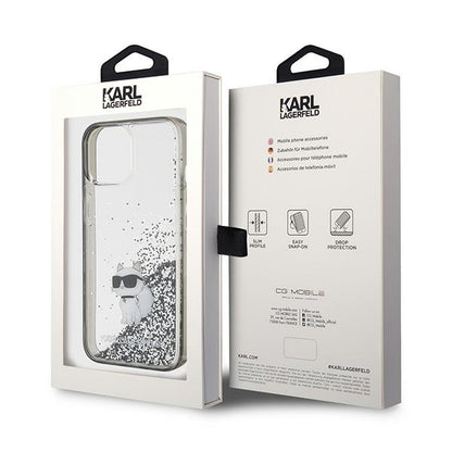 Futrola za Apple iPhone 15 / 14 / 13, Karl Lagerfeld, Liquid Glitter Choupette, Transparentna