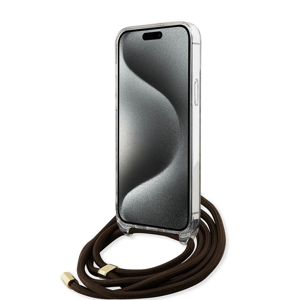 Futrola za Apple iPhone 15, Guess, 4G IML Printed Crossbody, Braon