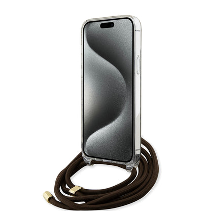 Futrola za Apple iPhone 15, Guess, 4G IML Printed Crossbody, Braon