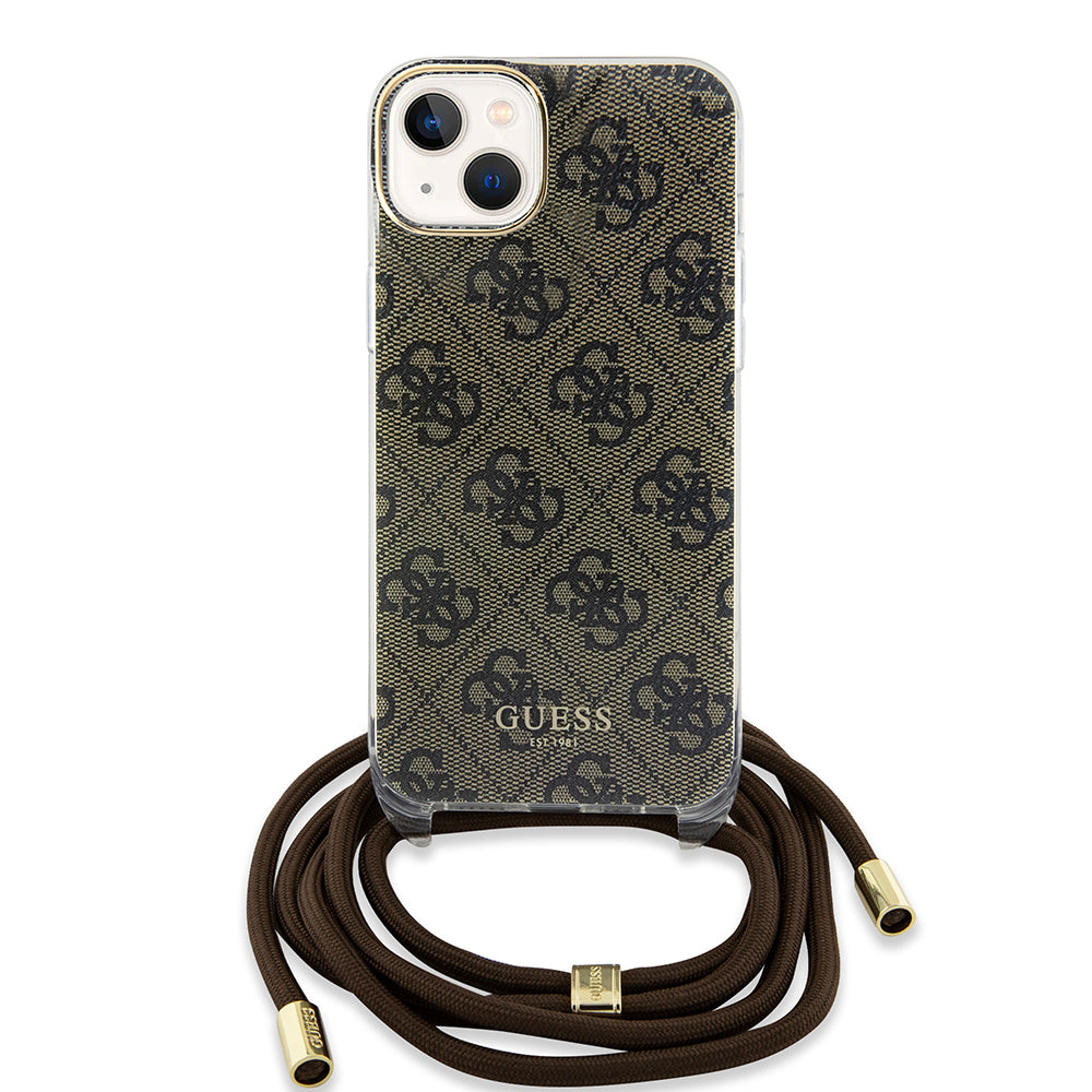 Futrola za Apple iPhone 15, Guess, 4G IML Printed Crossbody, Braon