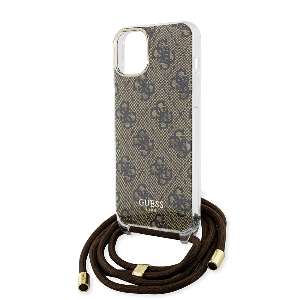 Futrola za Apple iPhone 15, Guess, 4G IML Printed Crossbody, Braon