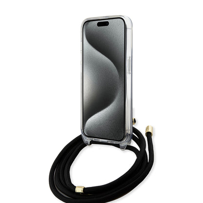 Futrola za Apple iPhone 15, Guess, 4G IML Printed Crossbody, Crna