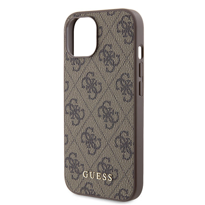Futrola za Apple iPhone 15, Guess, 4G Metal Gold Logo, Braon