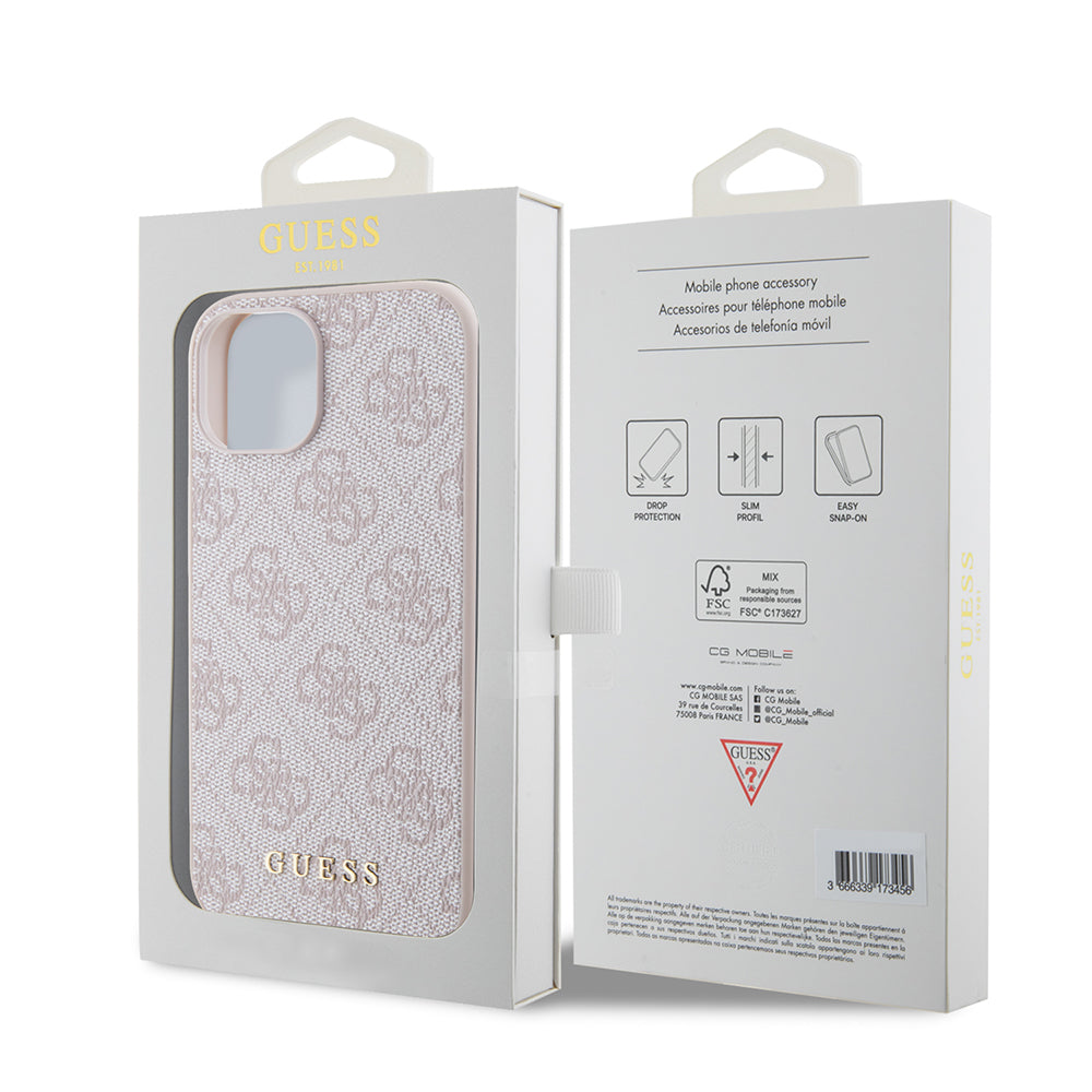 Futrola za Apple iPhone 15, Guess, 4G Metal Gold Logo, Roze