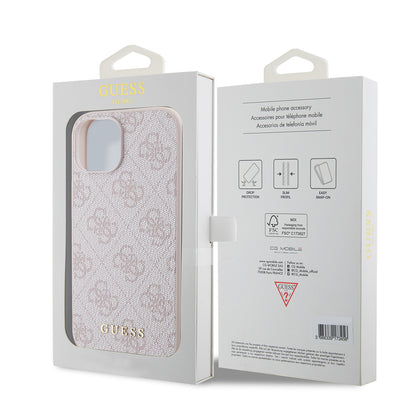 Futrola za Apple iPhone 15, Guess, 4G Metal Gold Logo, Roze