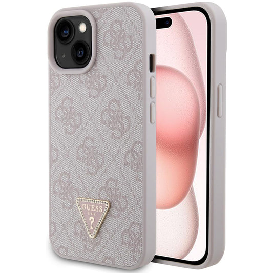 Futrola za Apple iPhone 15, Guess, 4G Triangle Strass, Roze