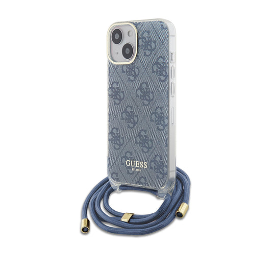 Futrola za Apple iPhone 15, Guess, Crossbody Cord 4G Print, Plava