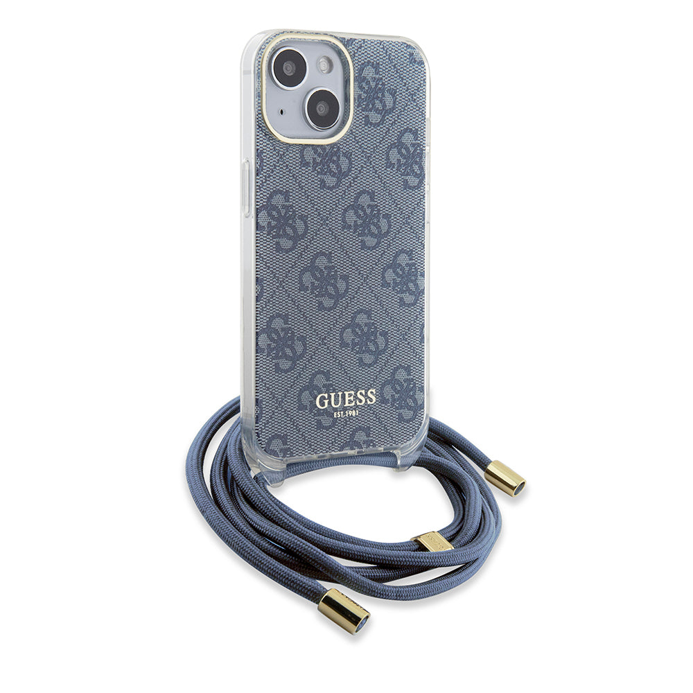 Futrola za Apple iPhone 15, Guess, Crossbody Cord 4G Print, Plava
