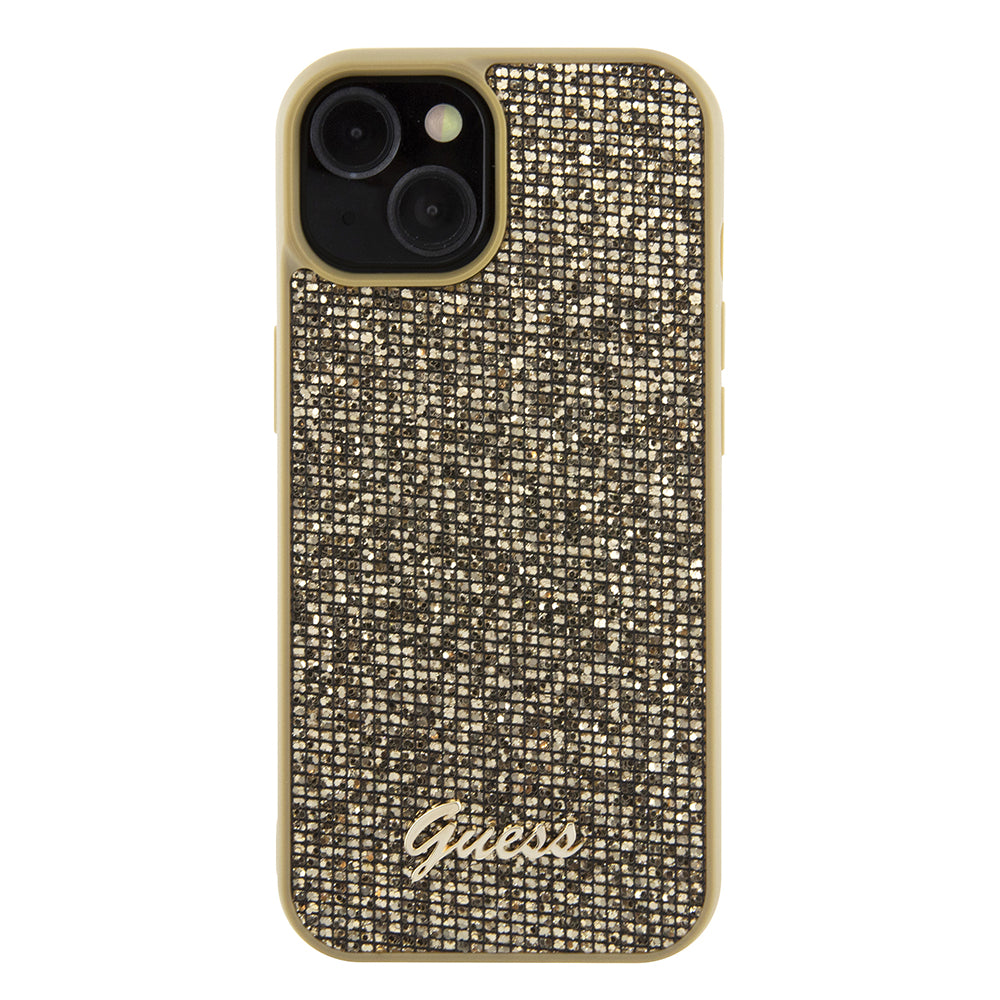 Futrola za Apple iPhone 15, Guess, Disco Metal Script, Zlatna