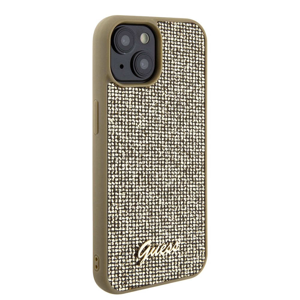 Futrola za Apple iPhone 15, Guess, Disco Metal Script, Zlatna