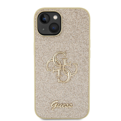 Futrola za Apple iPhone 15, Guess, Glitter Big 4G Script, Zlatna
