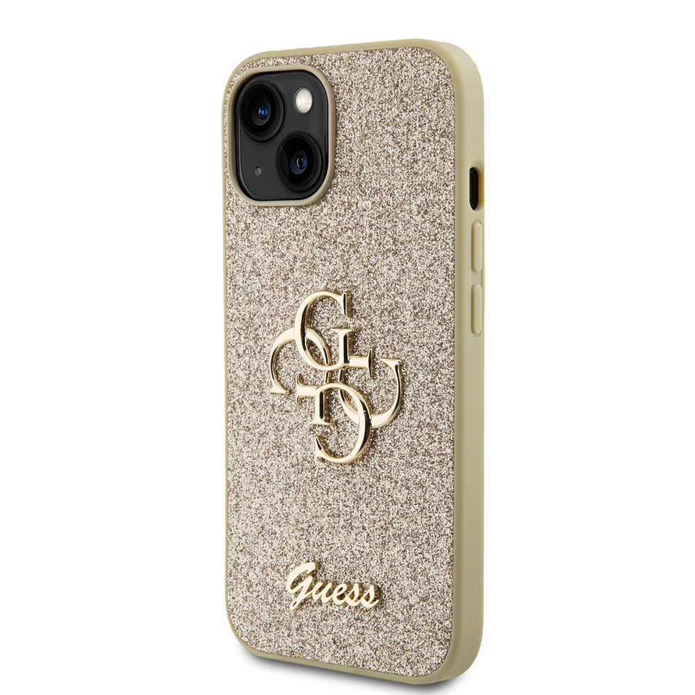 Futrola za Apple iPhone 15, Guess, Glitter Big 4G Script, Zlatna