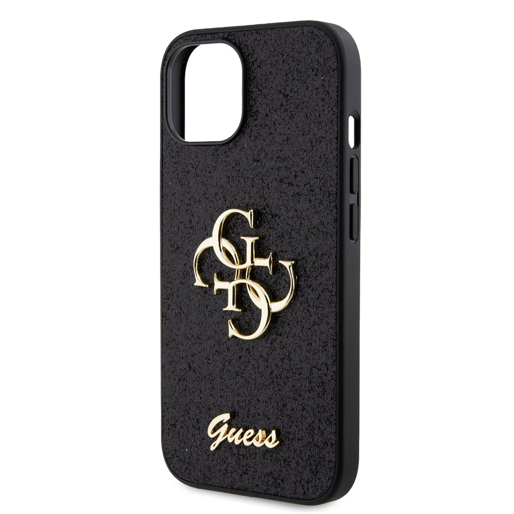 Futrola za Apple iPhone 15, Guess, Glitter Big 4G Script, Crna