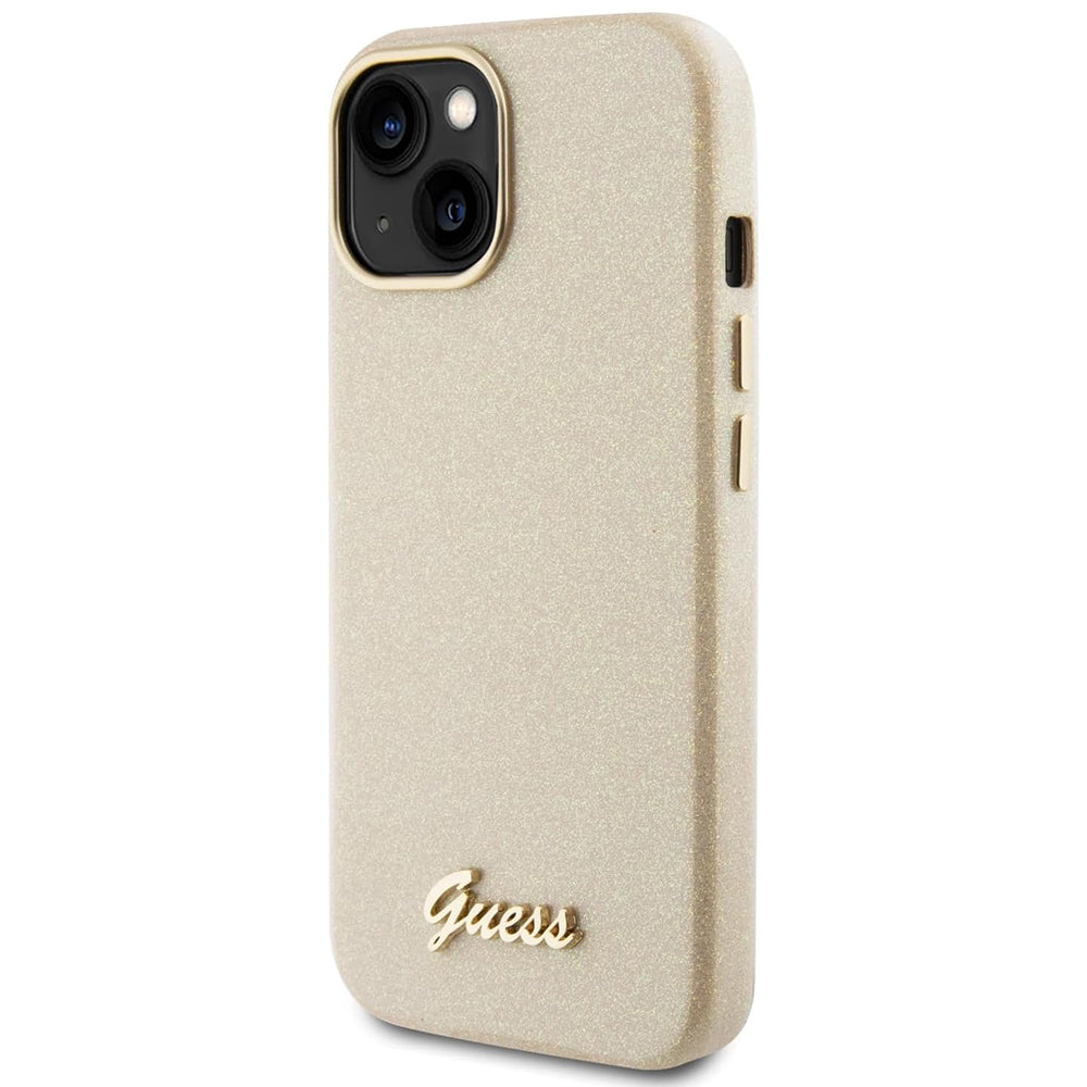 Futrola za Apple iPhone 15, Guess, Glitter Glossy Script, Bež
