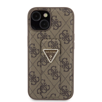 Futrola za Apple iPhone 15, Guess, Grip Stand 4G Triangle Strass, Braon