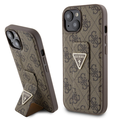 Futrola za Apple iPhone 15, Guess, Grip Stand 4G Triangle Strass, Braon