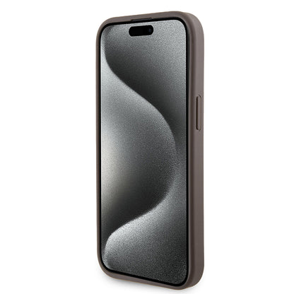 Futrola za Apple iPhone 15, Guess, Grip Stand 4G Triangle Strass, Braon