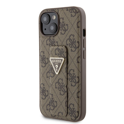 Futrola za Apple iPhone 15, Guess, Grip Stand 4G Triangle Strass, Braon