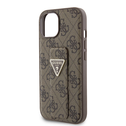 Futrola za Apple iPhone 15, Guess, Grip Stand 4G Triangle Strass, Braon