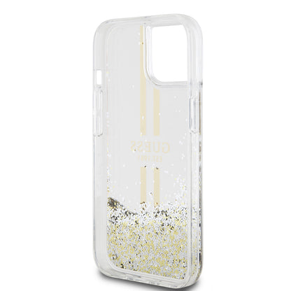 Futrola za Apple iPhone 15, Guess, Liquid Glitter Gold Stripes, Transparentna