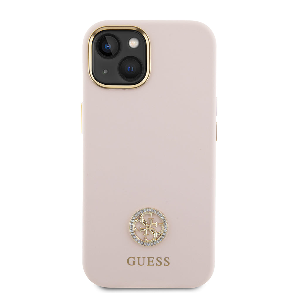 Futrola za Apple iPhone 15, Guess, Logo Strass 4G, Svetlo Roze