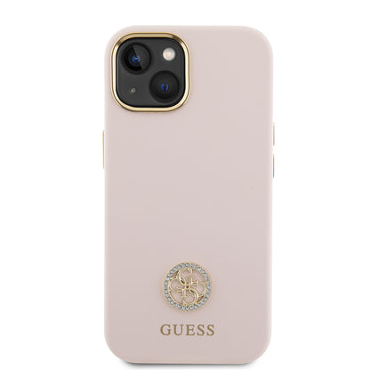 Futrola za Apple iPhone 15, Guess, Logo Strass 4G, Svetlo Roze