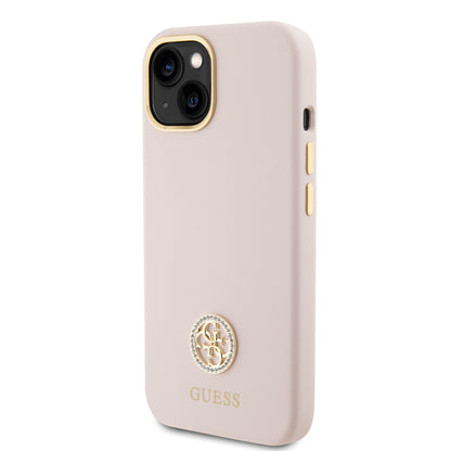 Futrola za Apple iPhone 15, Guess, Logo Strass 4G, Svetlo Roze