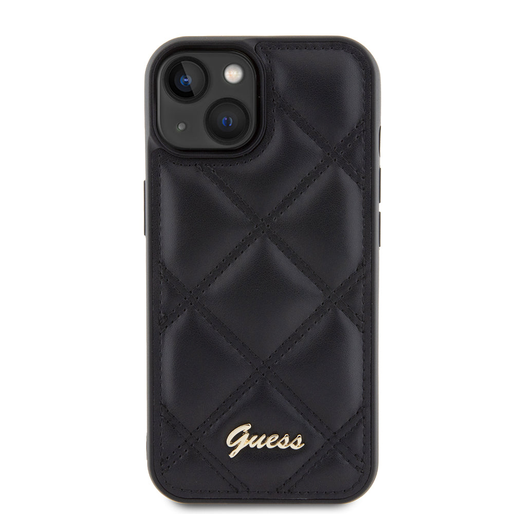 Futrola za Apple iPhone 15, Guess, Quilted Metal Logo, Crna