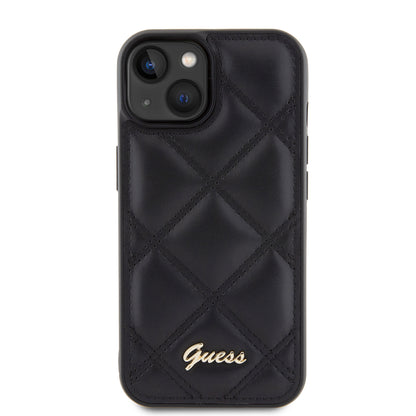 Futrola za Apple iPhone 15, Guess, Quilted Metal Logo, Crna