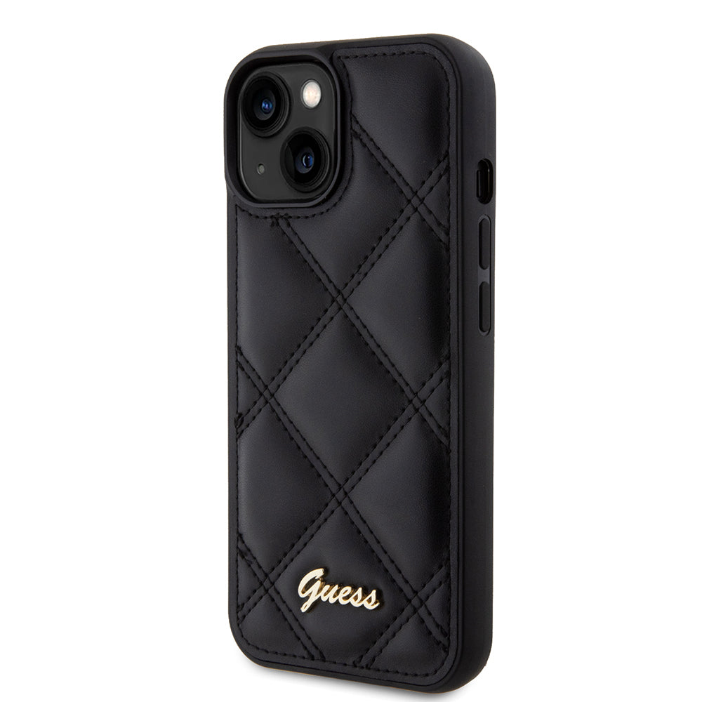 Futrola za Apple iPhone 15, Guess, Quilted Metal Logo, Crna