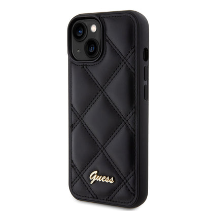Futrola za Apple iPhone 15, Guess, Quilted Metal Logo, Crna