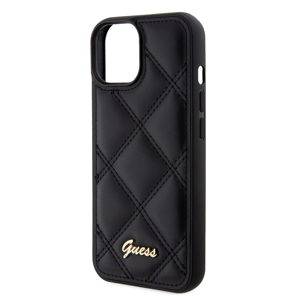 Futrola za Apple iPhone 15, Guess, Quilted Metal Logo, Crna