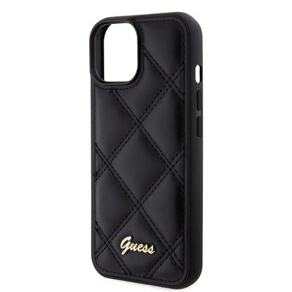 Futrola za Apple iPhone 15, Guess, Quilted Metal Logo, Crna
