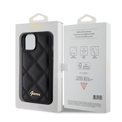 Futrola za Apple iPhone 15, Guess, Quilted Metal Logo, Crna