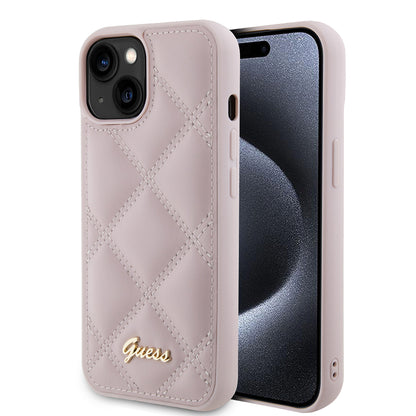 Futrola za Apple iPhone 15, Guess, Quilted Metal Logo, Roze