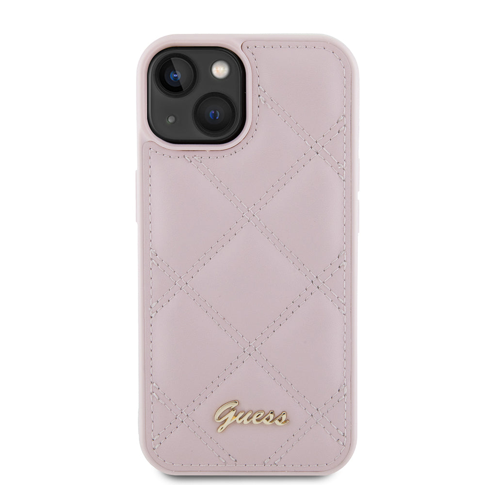 Futrola za Apple iPhone 15, Guess, Quilted Metal Logo, Roze
