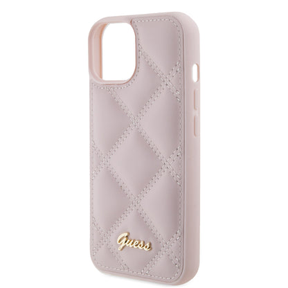 Futrola za Apple iPhone 15, Guess, Quilted Metal Logo, Roze
