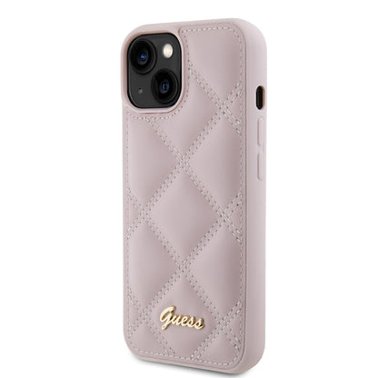 Futrola za Apple iPhone 15, Guess, Quilted Metal Logo, Roze