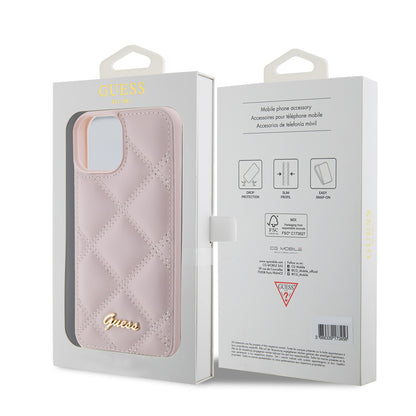 Futrola za Apple iPhone 15, Guess, Quilted Metal Logo, Roze