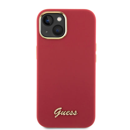 Futrola za Apple iPhone 15, Guess, Script Metal Logo & Frame, Crvena