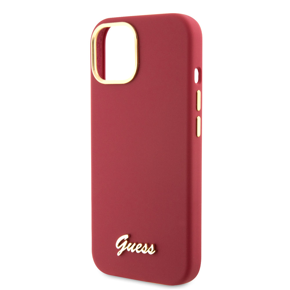 Futrola za Apple iPhone 15, Guess, Script Metal Logo & Frame, Crvena