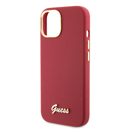 Futrola za Apple iPhone 15, Guess, Script Metal Logo & Frame, Crvena