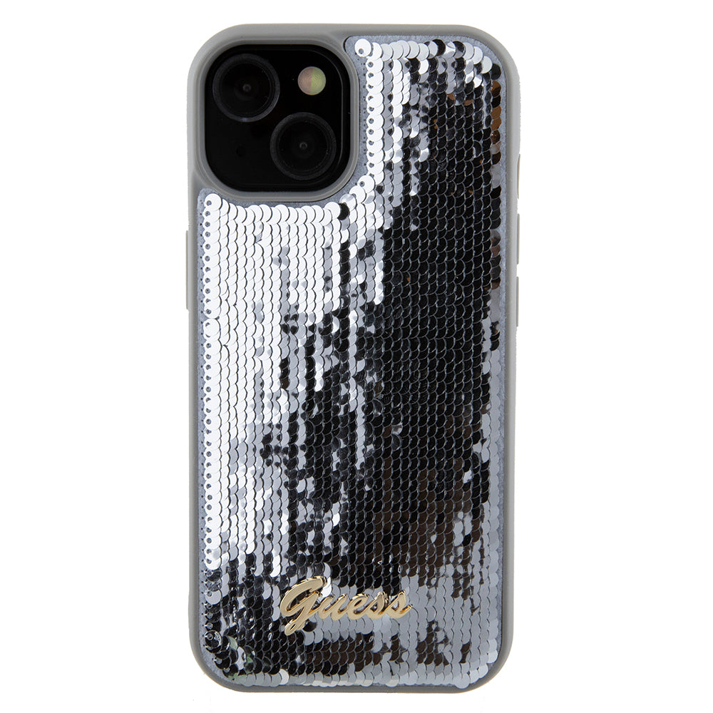 Futrola za Apple iPhone 15, Guess, Sequin Script Metal, Srebrna