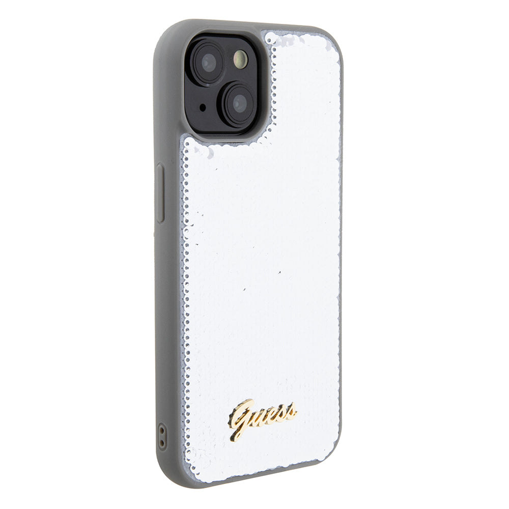 Futrola za Apple iPhone 15, Guess, Sequin Script Metal, Srebrna