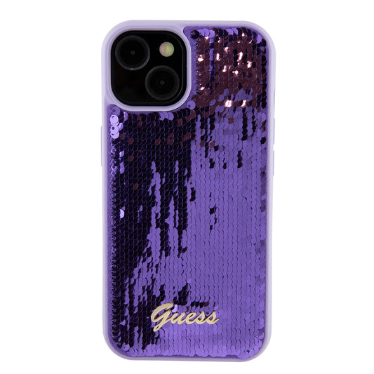 Futrola za Apple iPhone 15, Guess, Sequin Script Metal, Ljubičasta