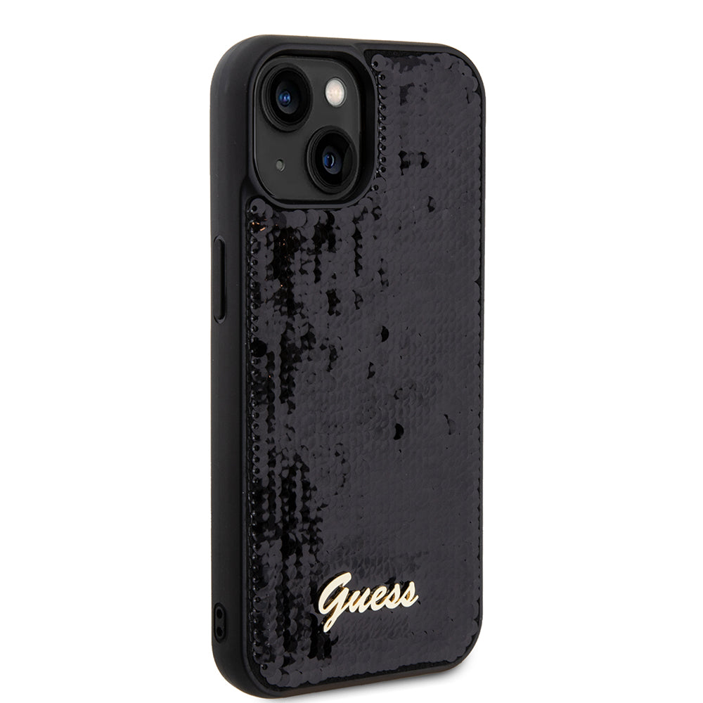 Futrola za Apple iPhone 15, Guess, Sequin Script Metal, Crna