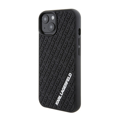 Futrola za Apple iPhone 15, Karl Lagerfeld, 3D Rubber Multi Logo, Crna