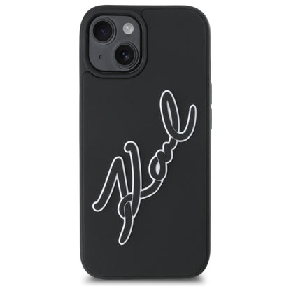 Futrola za Apple iPhone 15, Karl Lagerfeld, 3D Rubber Signature, Crna