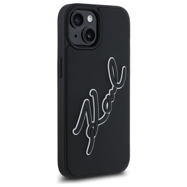 Futrola za Apple iPhone 15, Karl Lagerfeld, 3D Rubber Signature, Crna